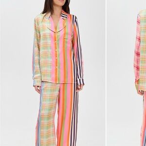 ISO: Karen Mabon for Anthropologie Multicolor Striped Satin Pajama Set